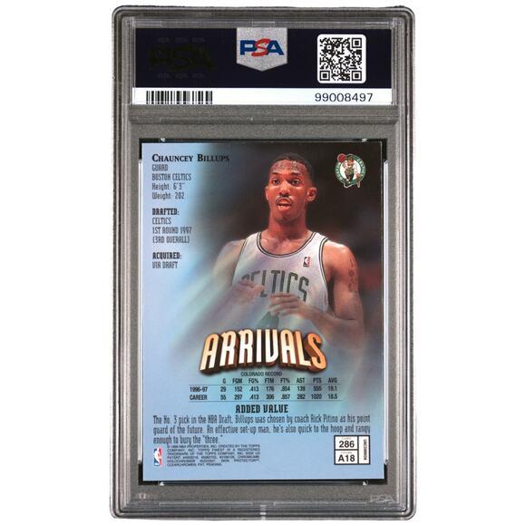1997 Topps Finest w Coating #286 Chauncey Billups PSA 9 RC Boston Celtics Pop 10 - Picture 2 of 5